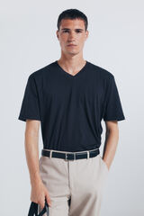 Springfield Camiseta b&aacute;sica cuello pico negro