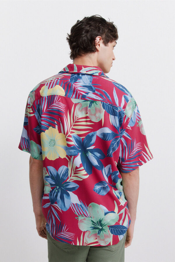 Springfield Camisa de manga curta em viscose estampada multicolour