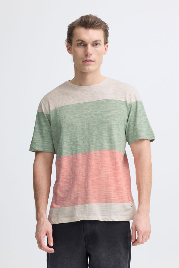 Blend T-shirt de Manga Curta &agrave;s Riscas borgonha