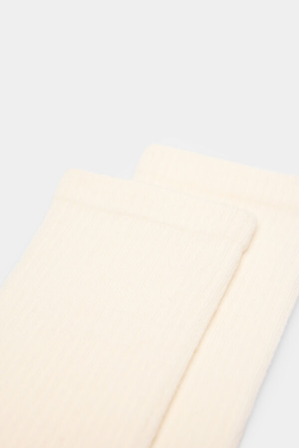 Springfield Meia canelada b&aacute;sica branco