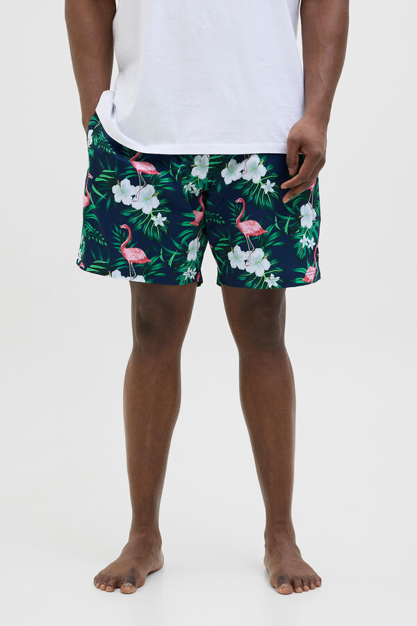 Jack & Jones PLUS Maiô estampado PLUS azul