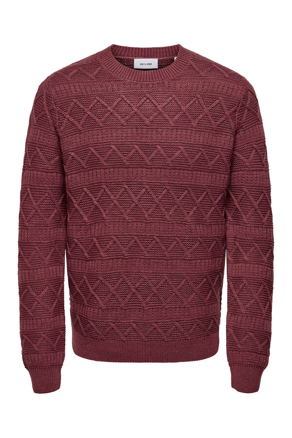 Only & Sons Su&eacute;ter de malha masculino de regular fit vermelho