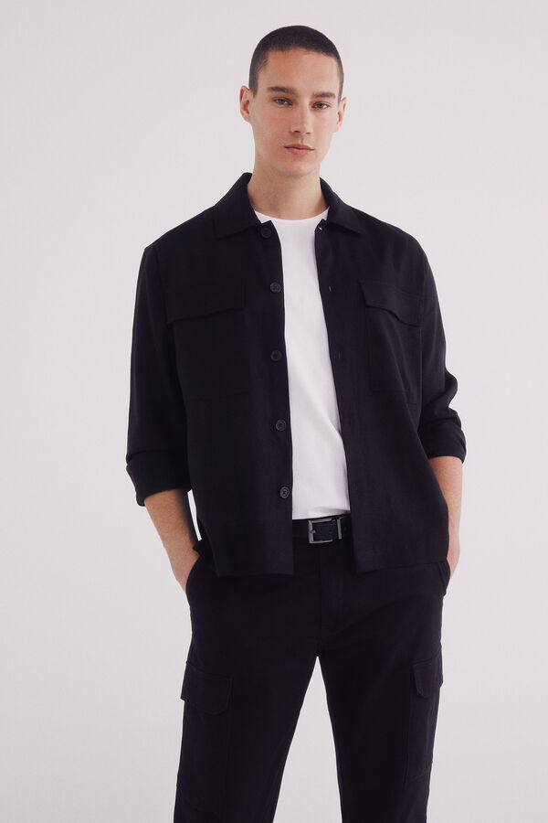 Springfield cal&ccedil;as chino cargo cargo slim fit e confort&aacute;veis preto
