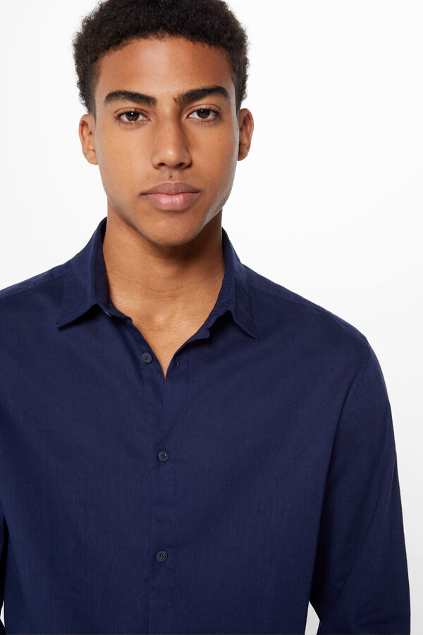Springfield Camisa lino color azul