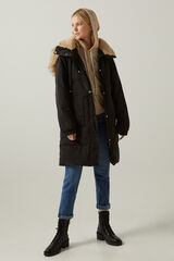 springfield Abrigo plumas largo repelente al agua negro