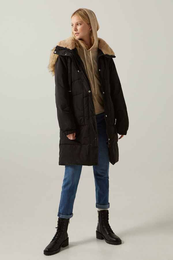 springfield Abrigo plumas largo repelente al agua negro