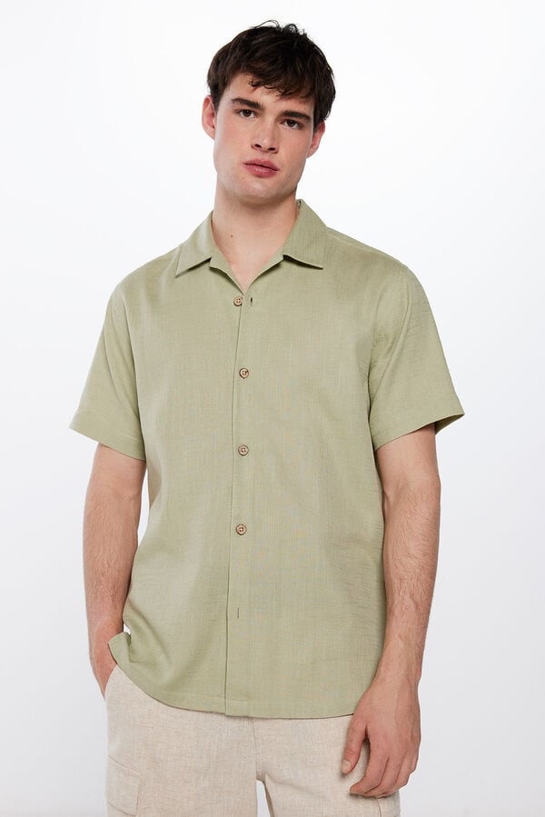 Springfield Camisa manga curta r&uacute;stica bege