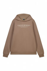 Jack & Jones Sudadera con capucha estampada marr&oacute;n