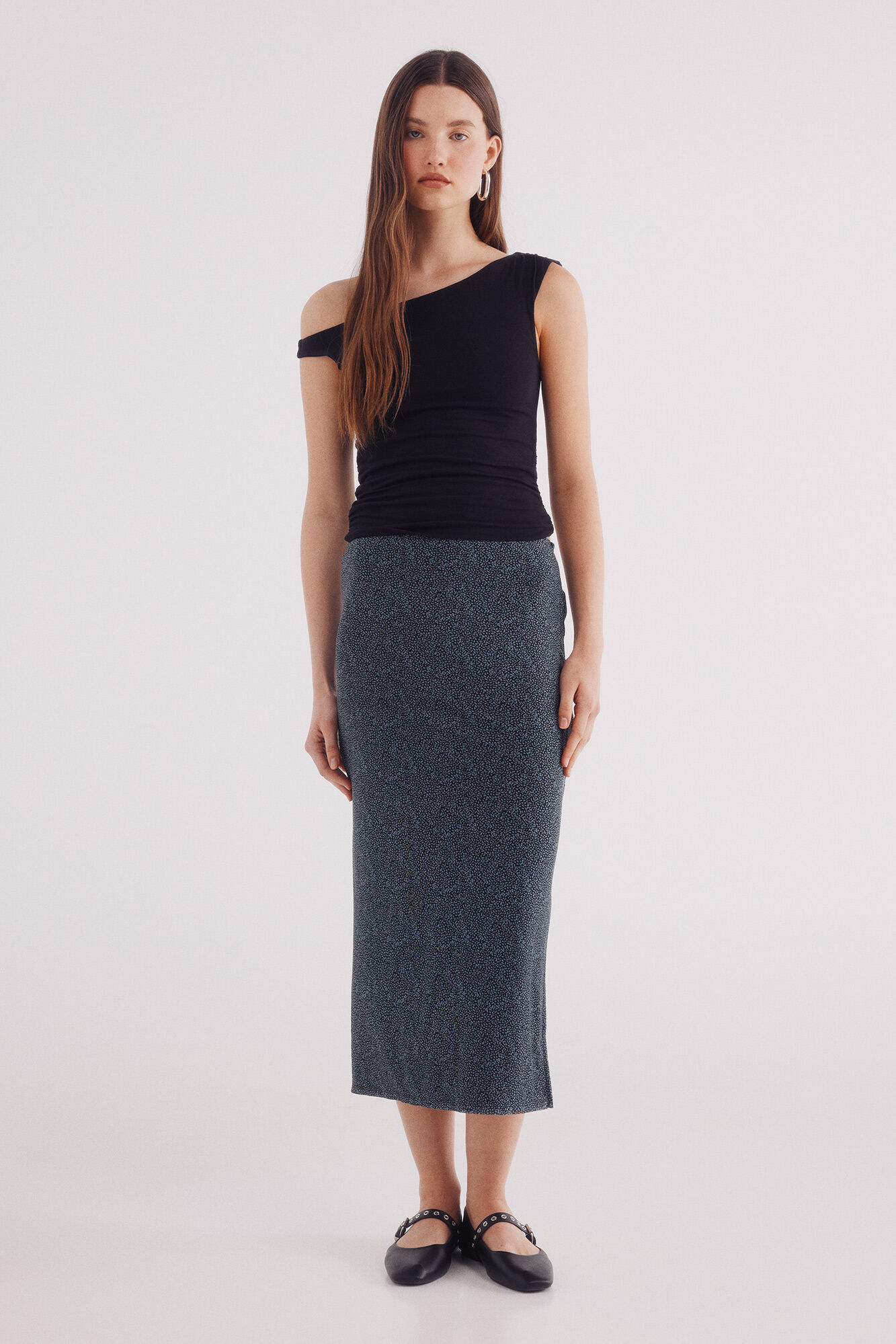 Springfield Falda midi gasa estampada