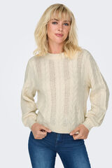 Only Camisola de malha entran&ccedil;ada branco