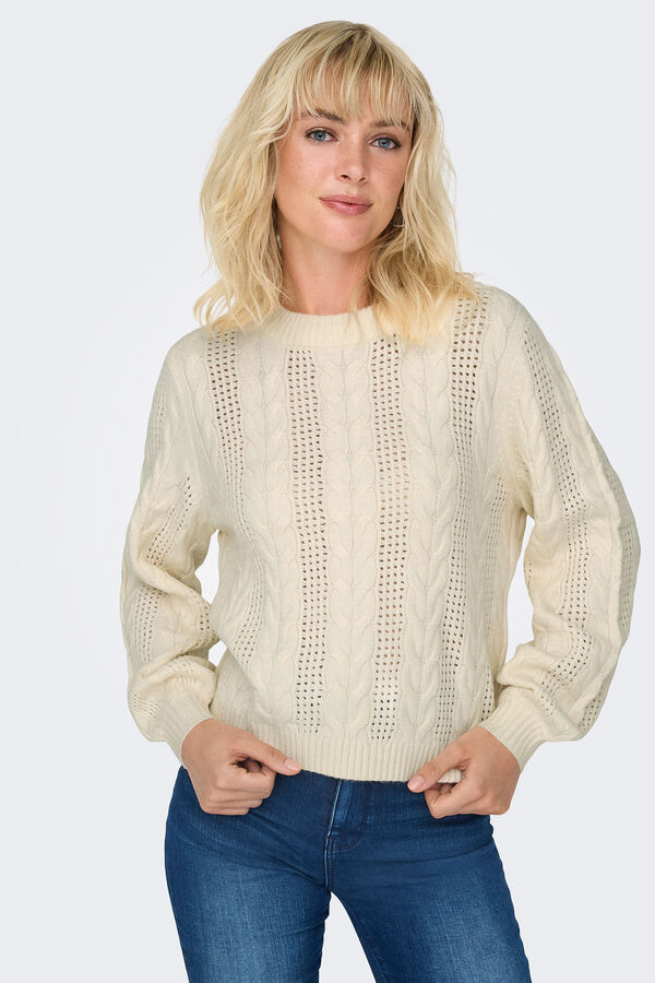 Only Camisola de malha entran&ccedil;ada branco