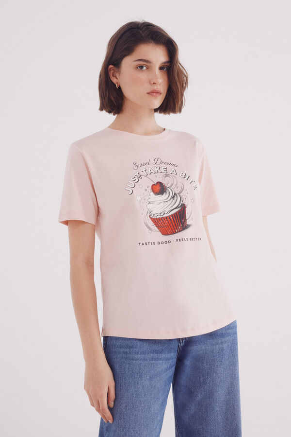 Springfield Camiseta "Cherry club" rosa