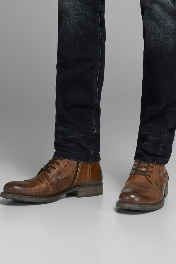 Jack & Jones Botas de pele com atacadores cru