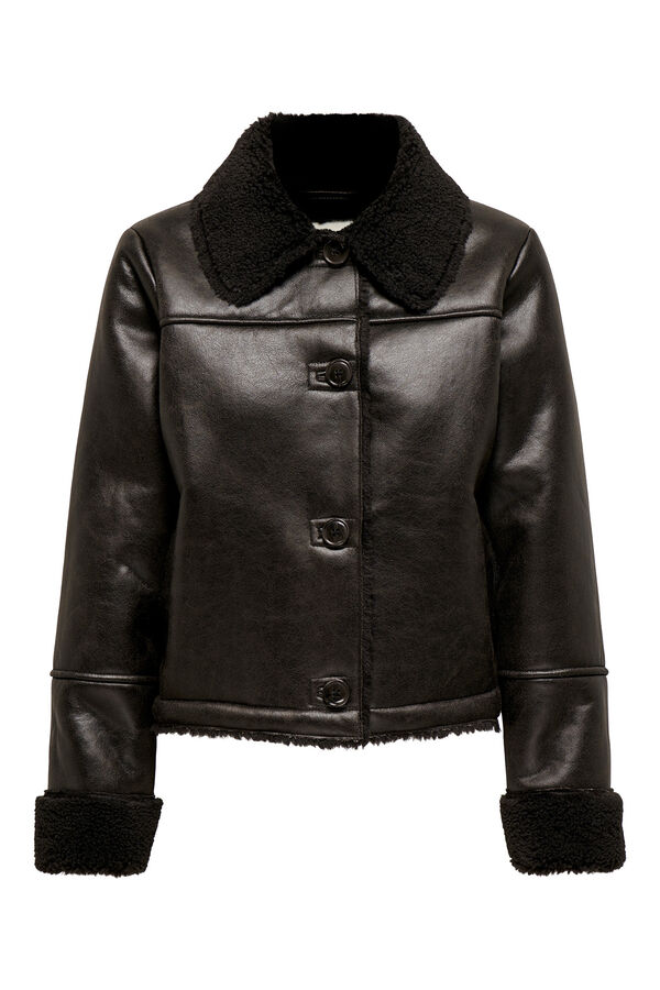 JDY Cazadora de polipiel marr&oacute;n