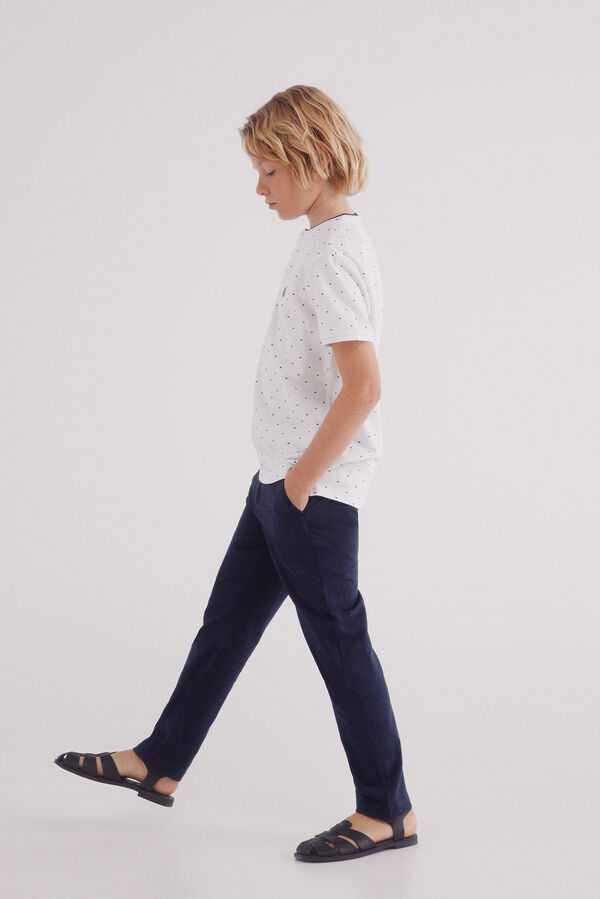 Springfield Kids Polo de menino com gola mao estampado branco