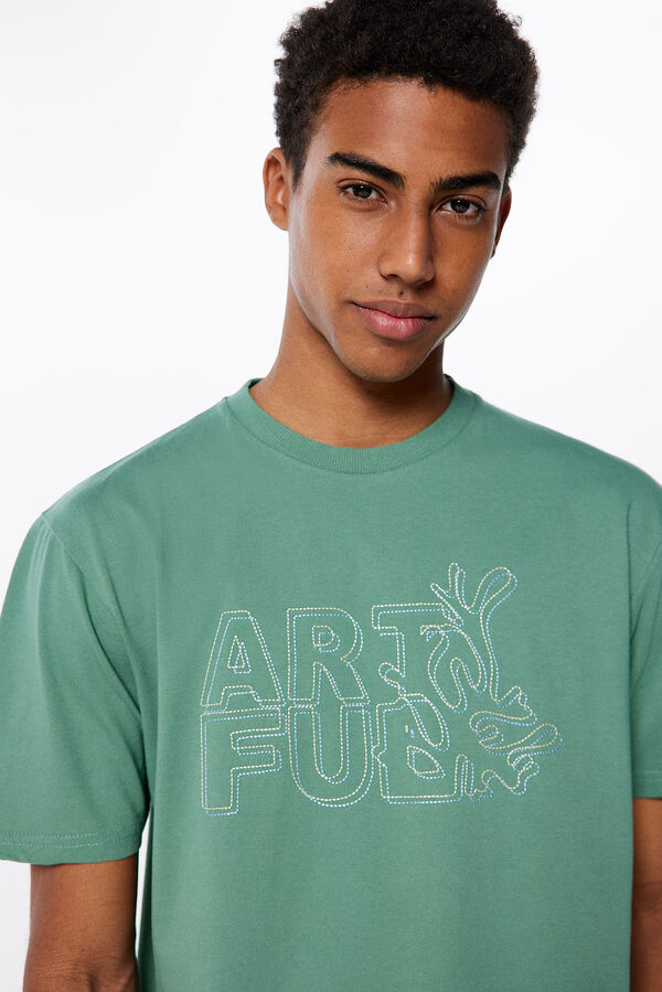 Springfield Camiseta bordado turquesa