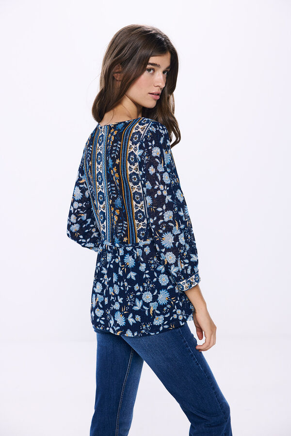 Springfield Blusa estampado mix azul