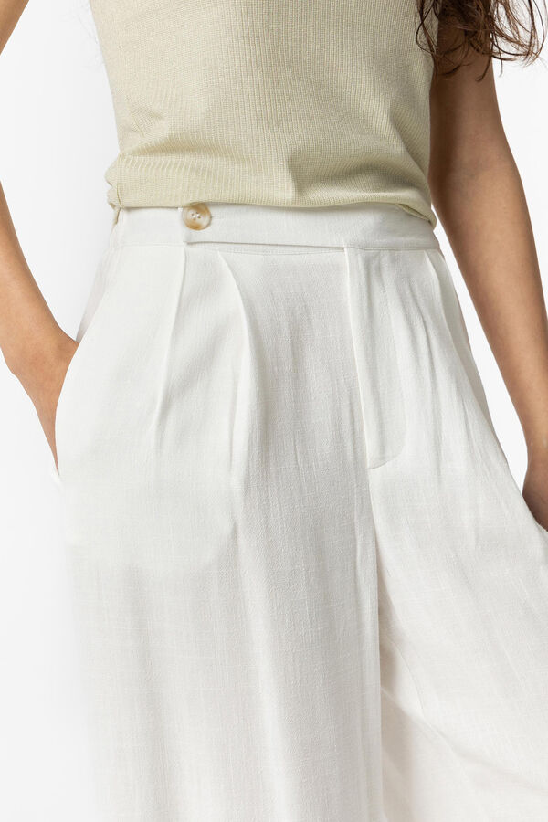 Tiffosi Cal&ccedil;as linho cropped branco