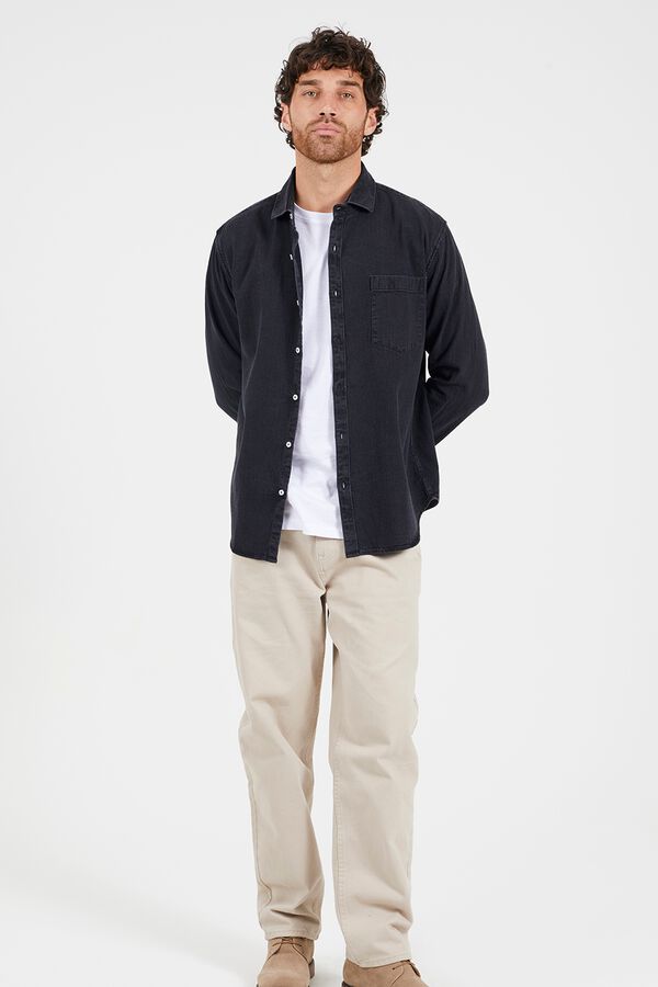 Brave Soul Camisa jeans com bolso preto