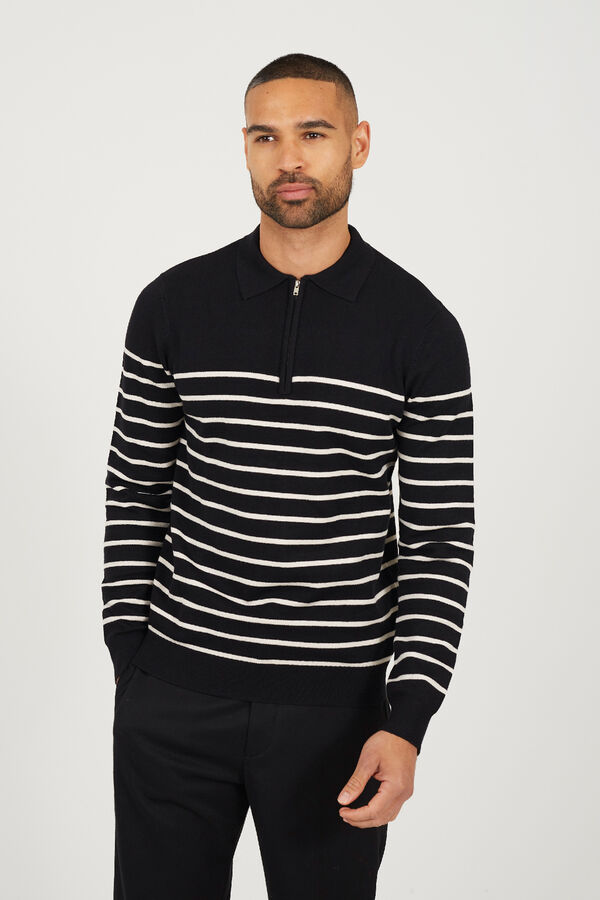 Brave Soul Camisa polo de malha riscas preto