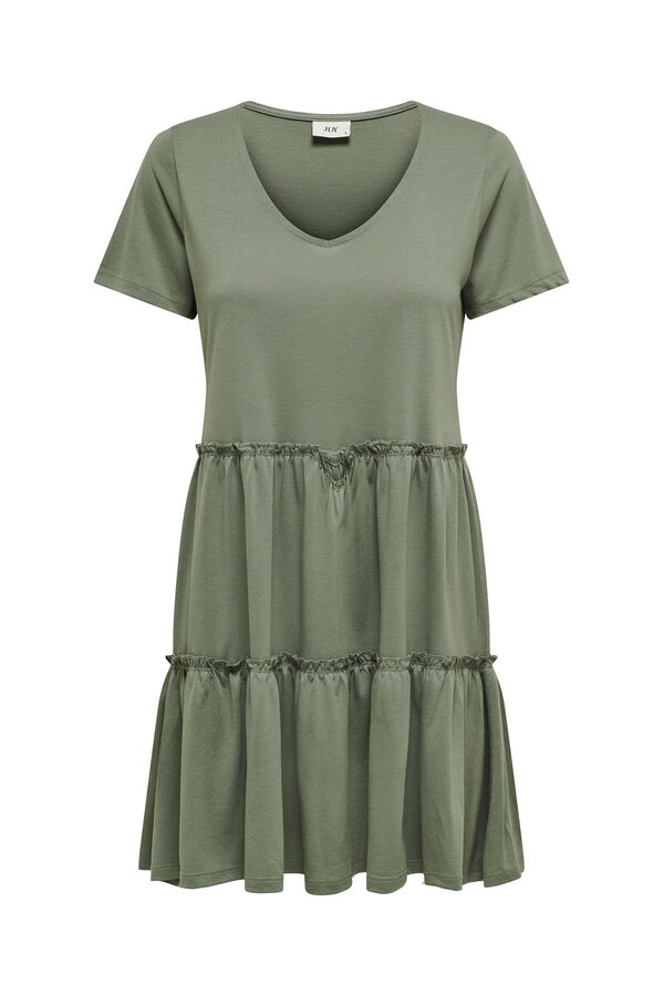 JDY Vestido corto a capas manga corta verde