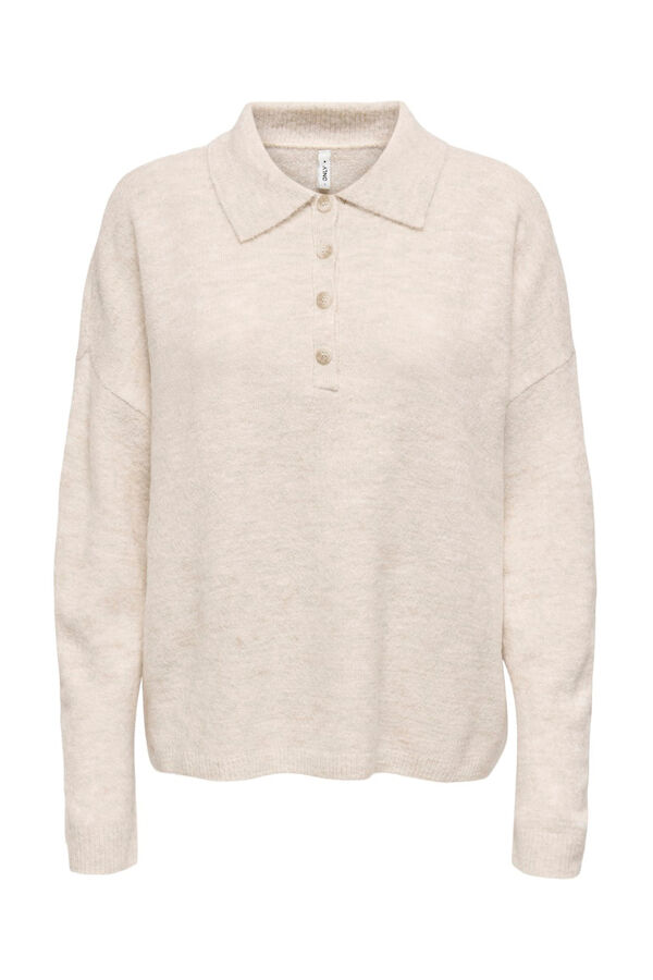 Only Polo de punto manga larga beige