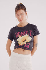 Springfield Camiseta gráfica flor gris