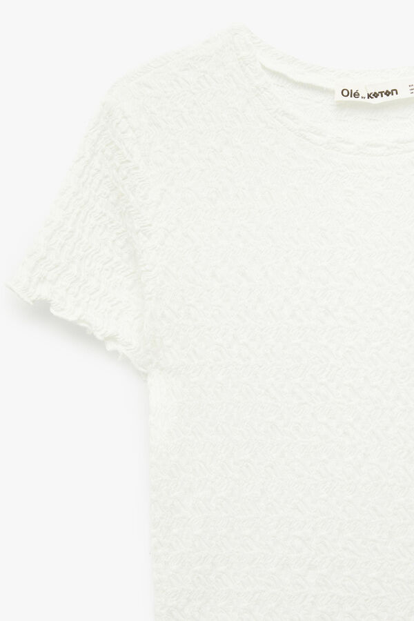 Koton T-shirt crop de manga curta castanho