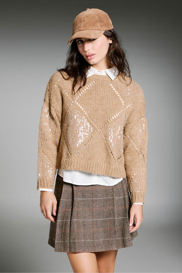 Only Camisola de lantejoulas cru