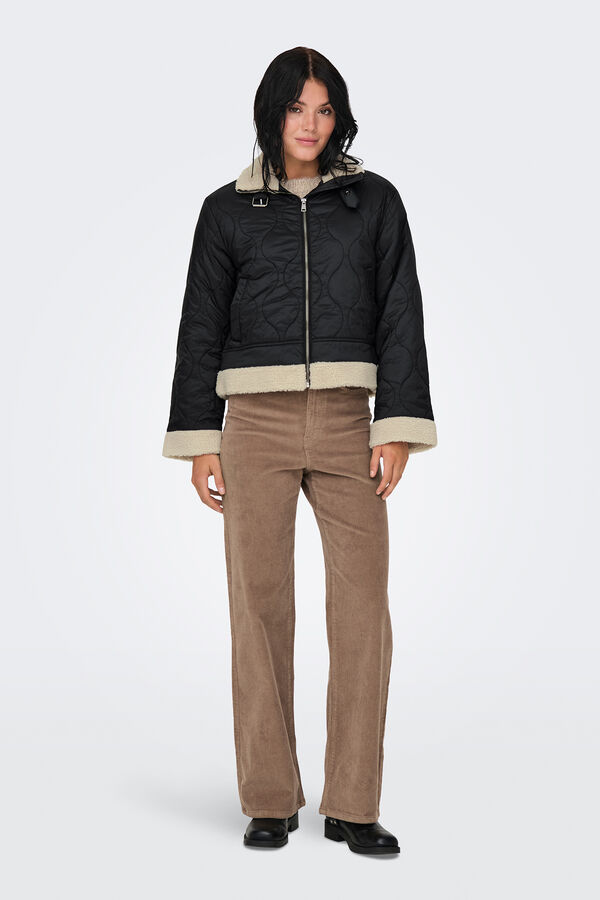 Only Chaqueta aviador con borrego negro
