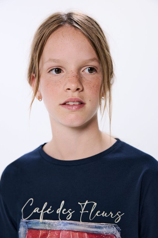 Springfield Kids Camiseta feminina Caf&eacute; Paris azul