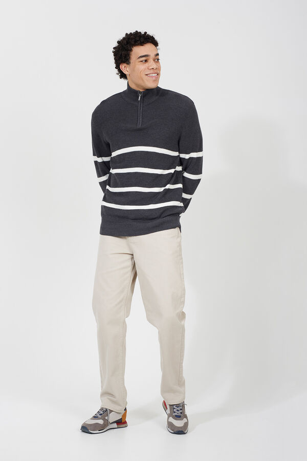 Brave Soul Camisola de malha às riscas cinzento