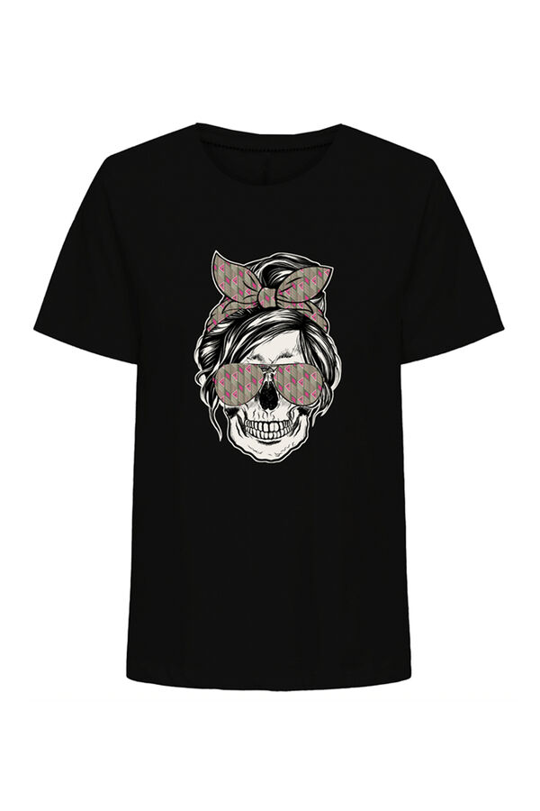 Only Camiseta con dibujo frontal negro