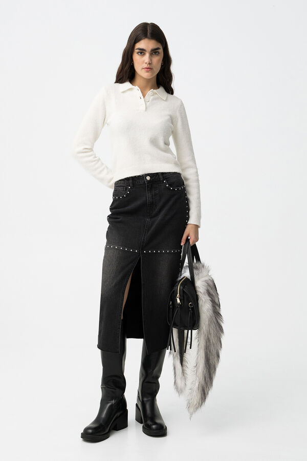 Tiffosi Falda midi vaquera negro