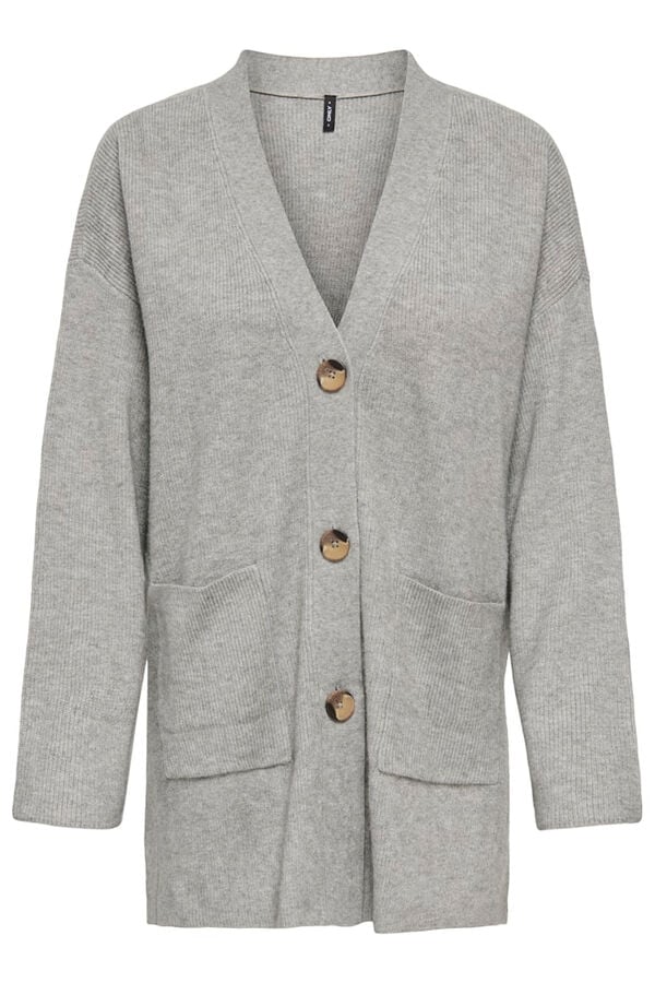 Only C&aacute;rdigan midi con bolsillos gris