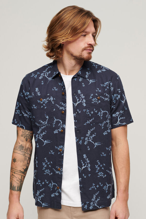 Superdry Camisa de playa manga corta con lino estampado