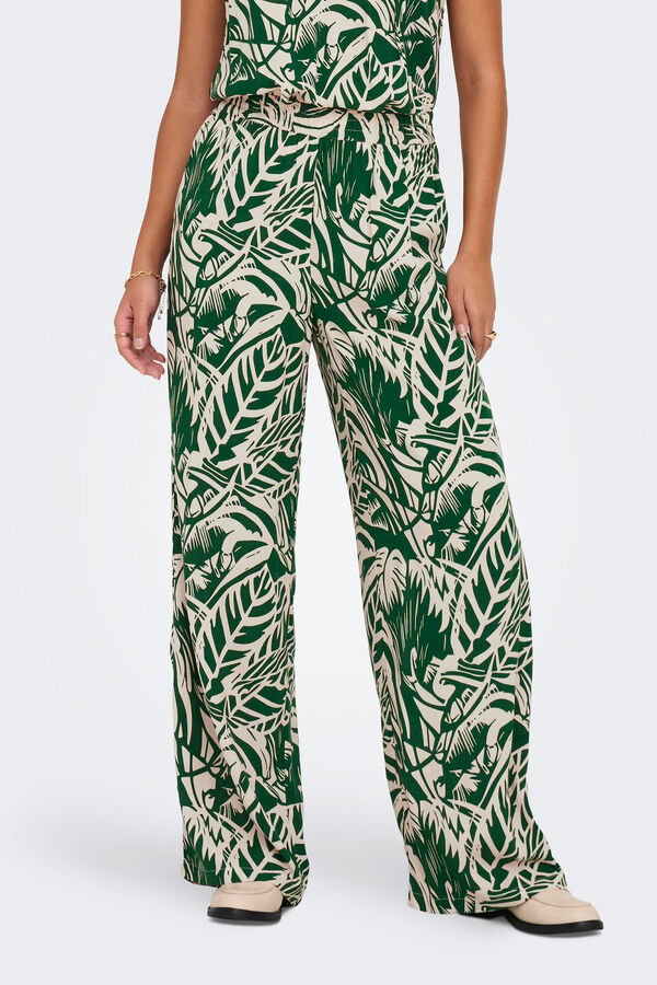 JDY Cal&ccedil;as estampadas fluidas verde