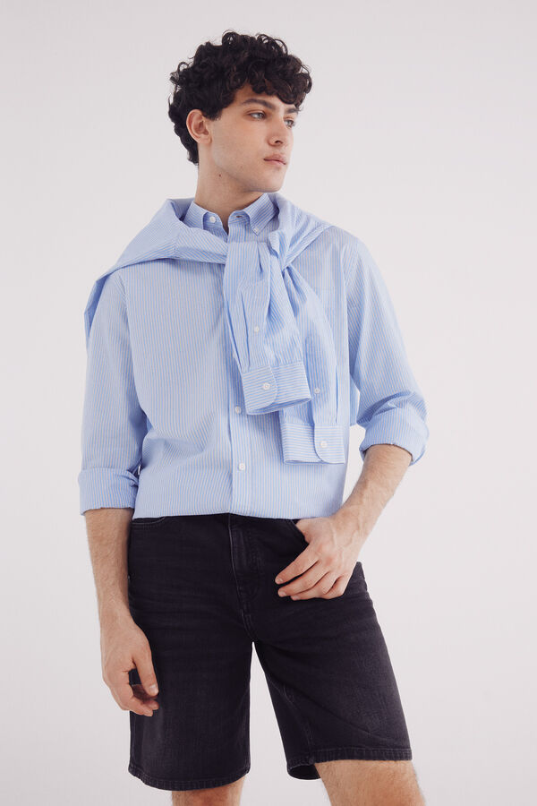 Springfield Bermuda vaquera negro lavada regular fit negro