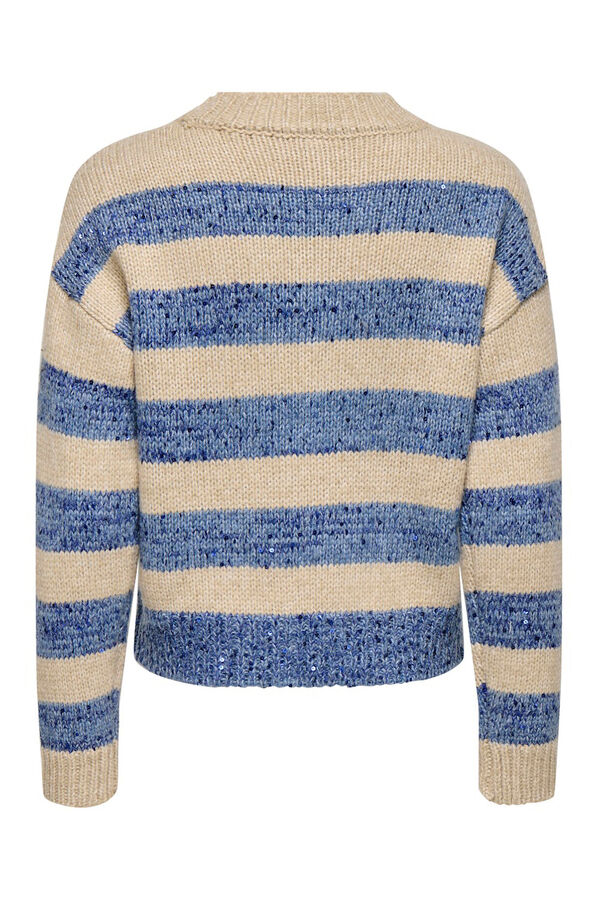 Only Jersey de rayas y lentejuelas azul