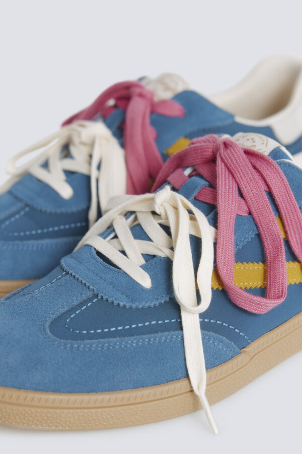 Springfield Sneaker retro em pele azul