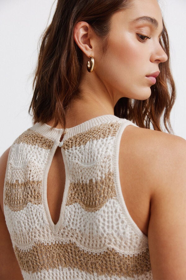 Springfield Vestido midi de malha gola halter cru