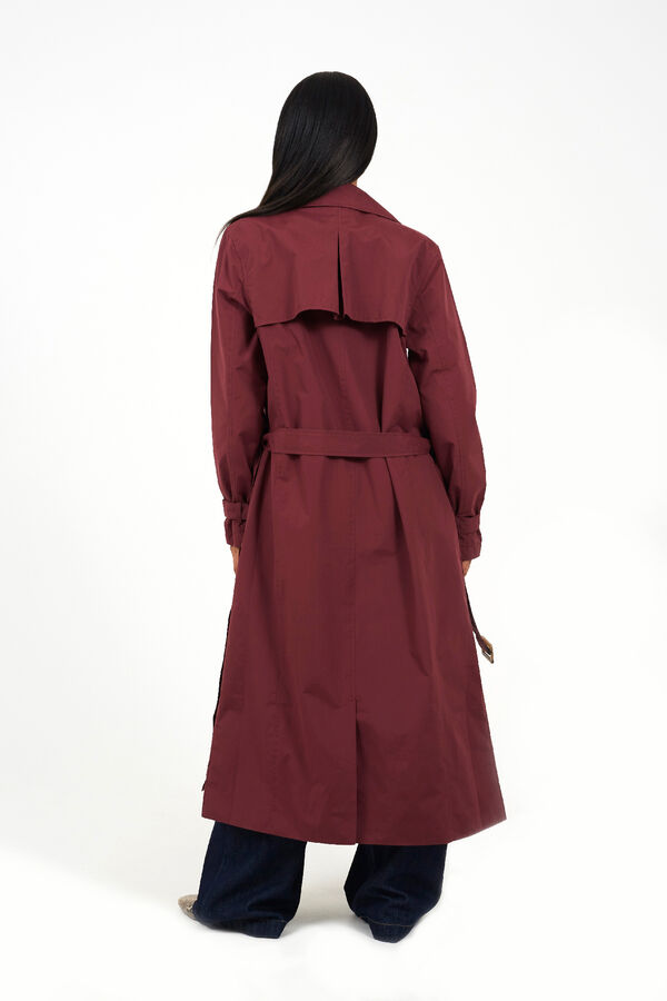Brave Soul Gabardina comprida com cinto vermelho