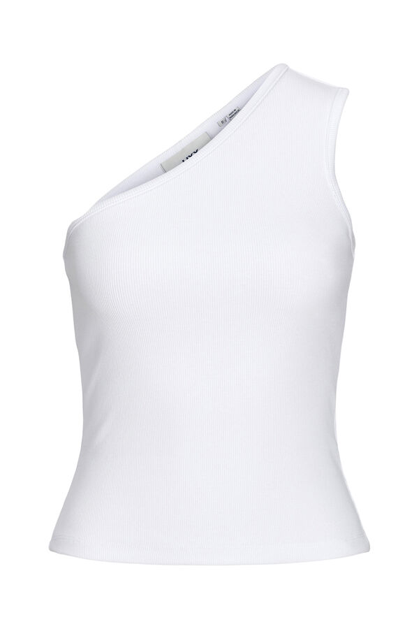 Jack & Jones Top rib assim&eacute;trico de mulher branco
