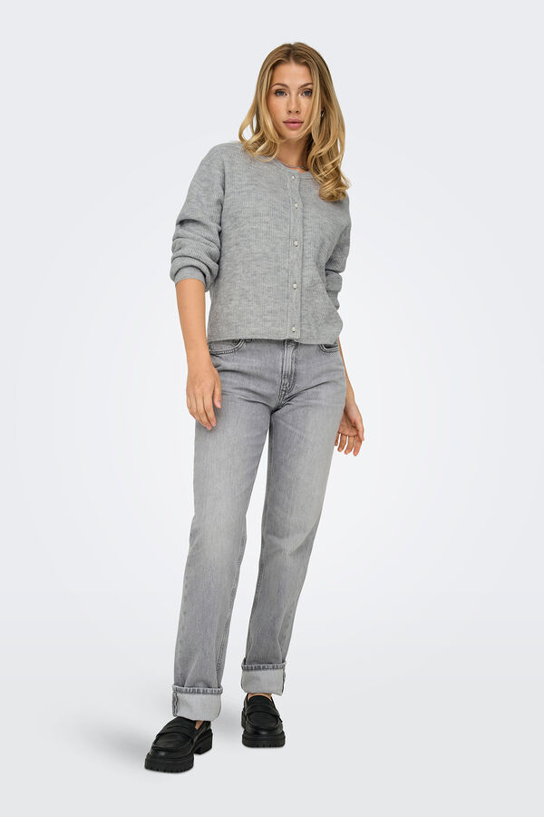 JDY Cardig&atilde; de manga comprida  cinzento