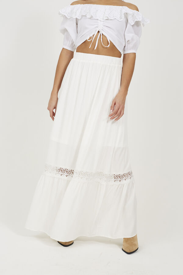 Brave Soul Falda larga con encaje blanco