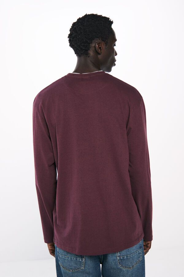 Springfield Camiseta manga larga doble melange burdeos