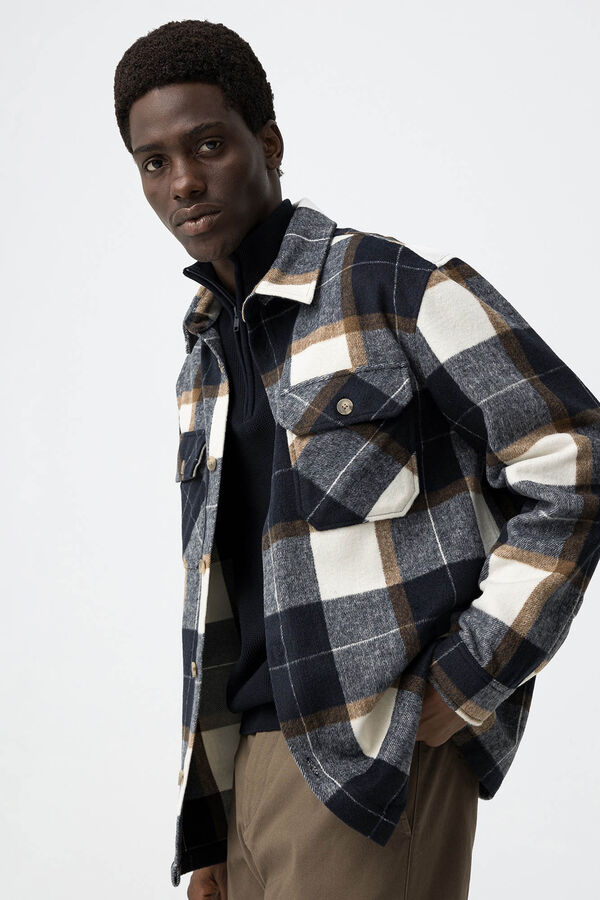 Tiffosi Camisa Oversized de Franela azul