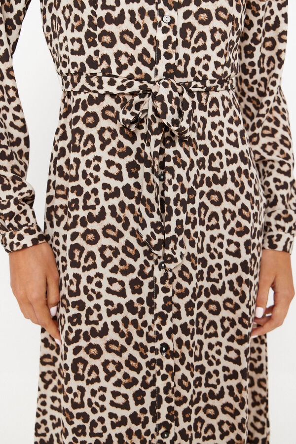 Only vestido de camisa curta castanho