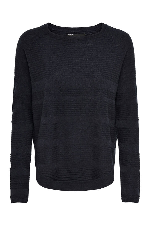 Only Jersey de manga larga y cuello redondo azul