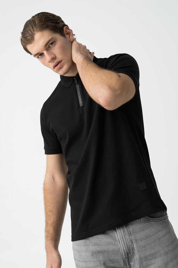 Tiffosi Polo com fecho-&eacute;clair preto